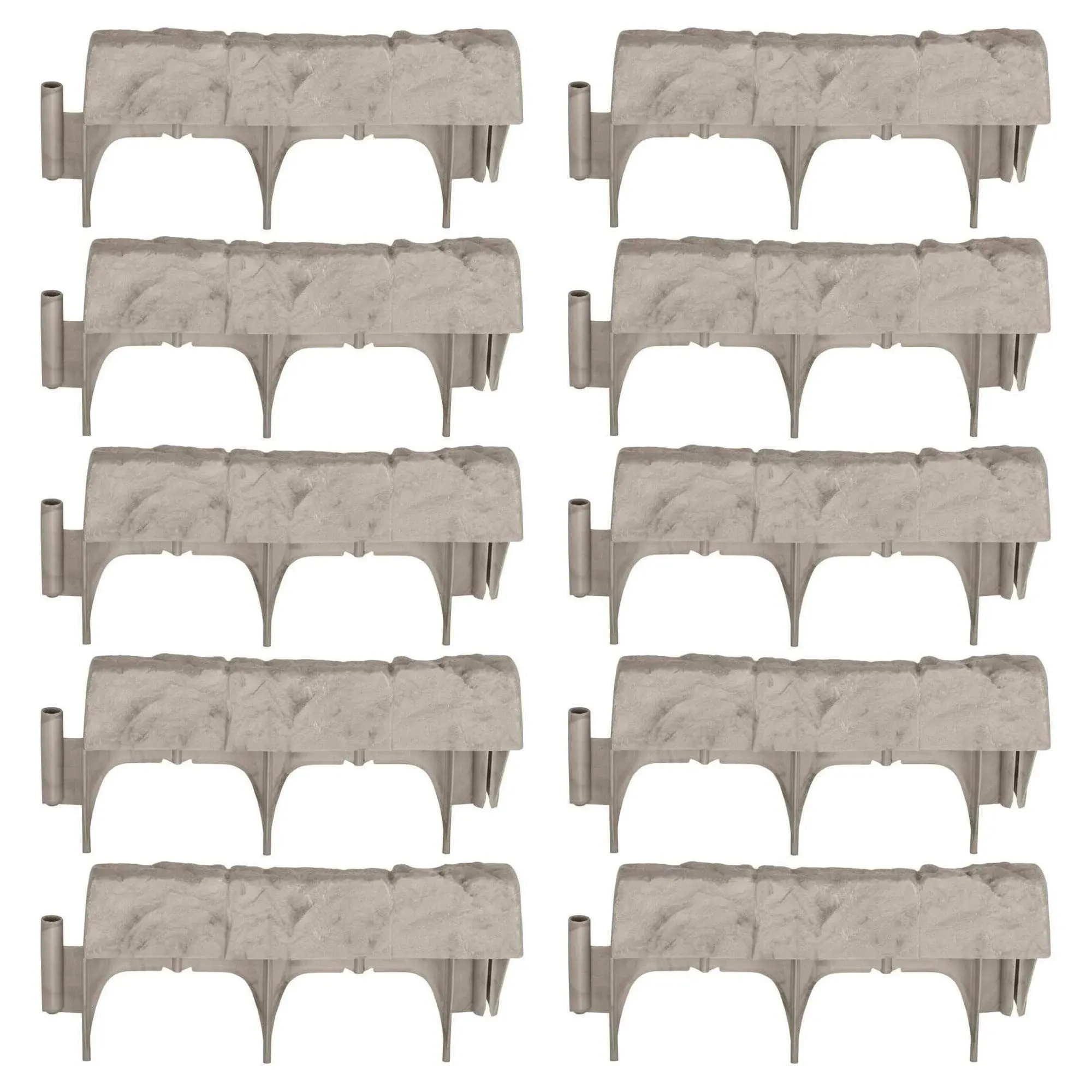Suncast 10 Piece Landscape Design Border Decorative Rock Stone Edging (8 Pack)