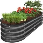 Best Choice Products 8x2x1ft Outdoor Metal Raised Oval Garden Bed, Planter Box for Vegetables, Flowers - Terracotta