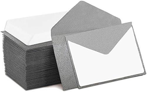 Mini Envelopes Silver 4" x 2.75" Gift Card Envelopes. Easy-Seal Business Card...