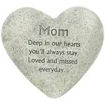 Mom “Deep in our hearts you'll always stay...” Cement Heart Memorial Garden Stone 6 Inch
