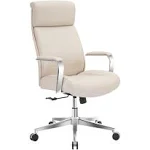 Realspace Modern Comfort Modee Vegan Leather High-Back Executive Office Chair, Sand/Chrome, BIFMA Compliant