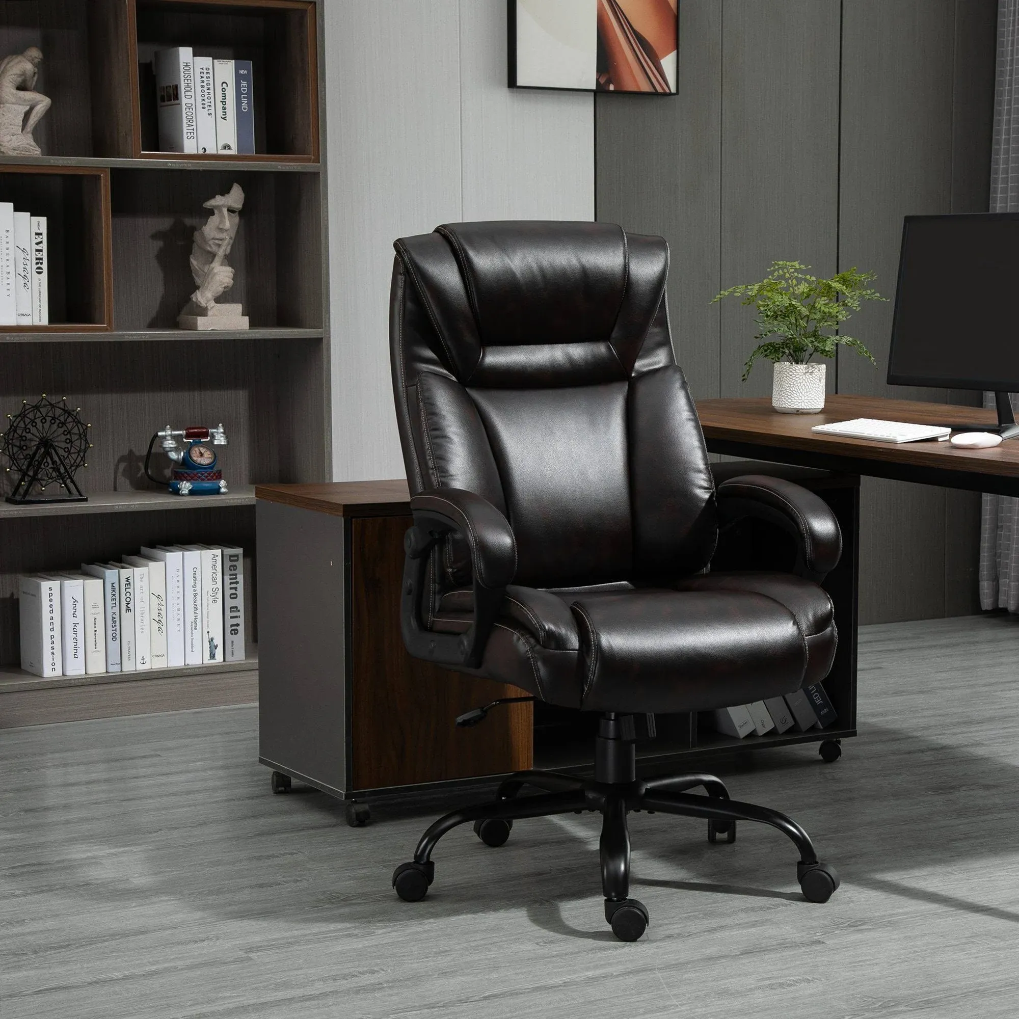 Vinsetto Big and Tall 400lbs Executive Office Chair with Wide Seat, Computer Desk Chair with High Back PU Leather Ergonomic Upholstery, Adjustable