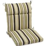 Blazing Needles Spun Polyester Patterned Outdoor Squared Seat/Back Chair Cushion, 18" x 38", Eastbay Onyx