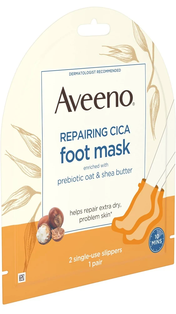 Aveeno Repairing Cica Foot Mask with Prebiotic Oat and Shea Butter