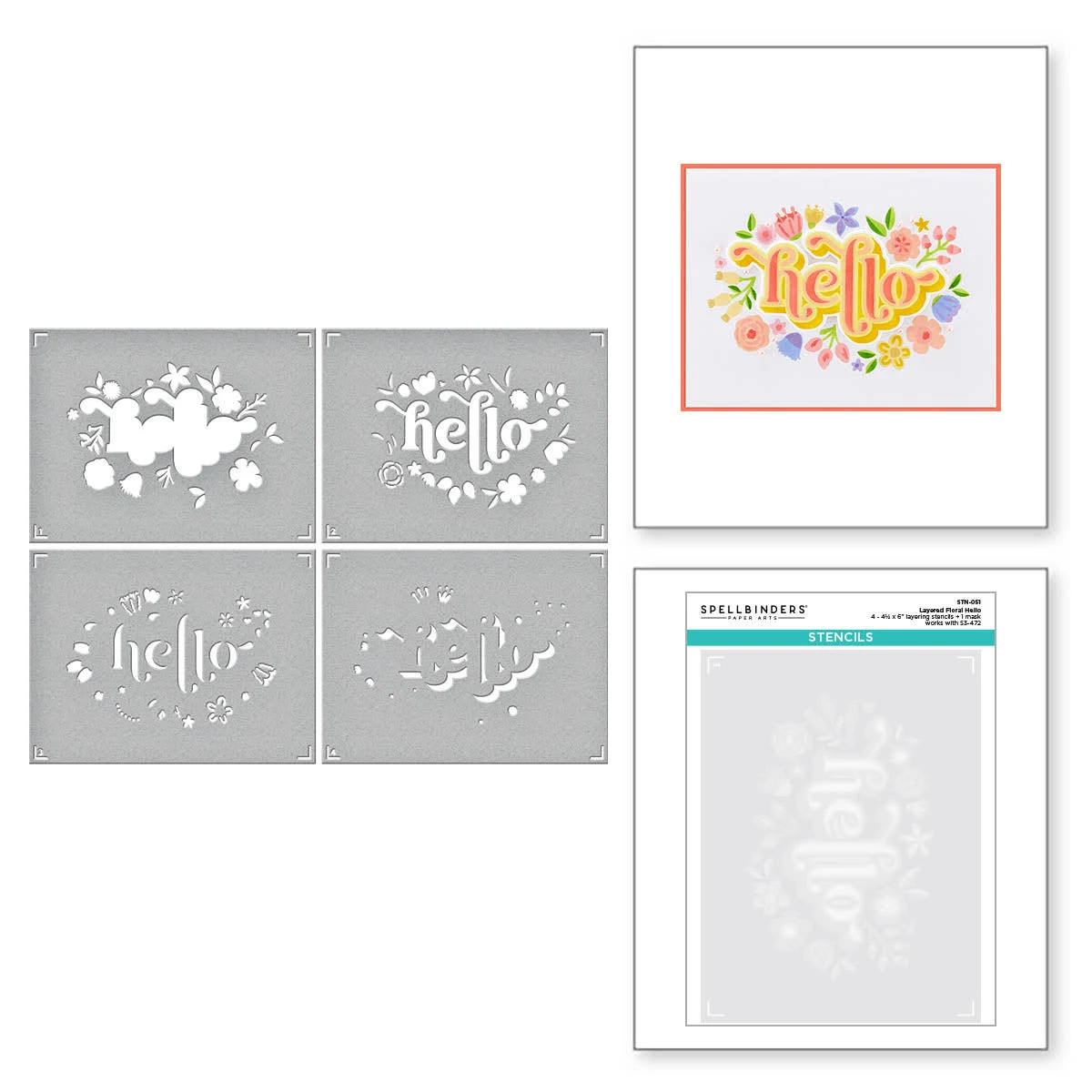 Layered Floral Hello - Craft Stencil