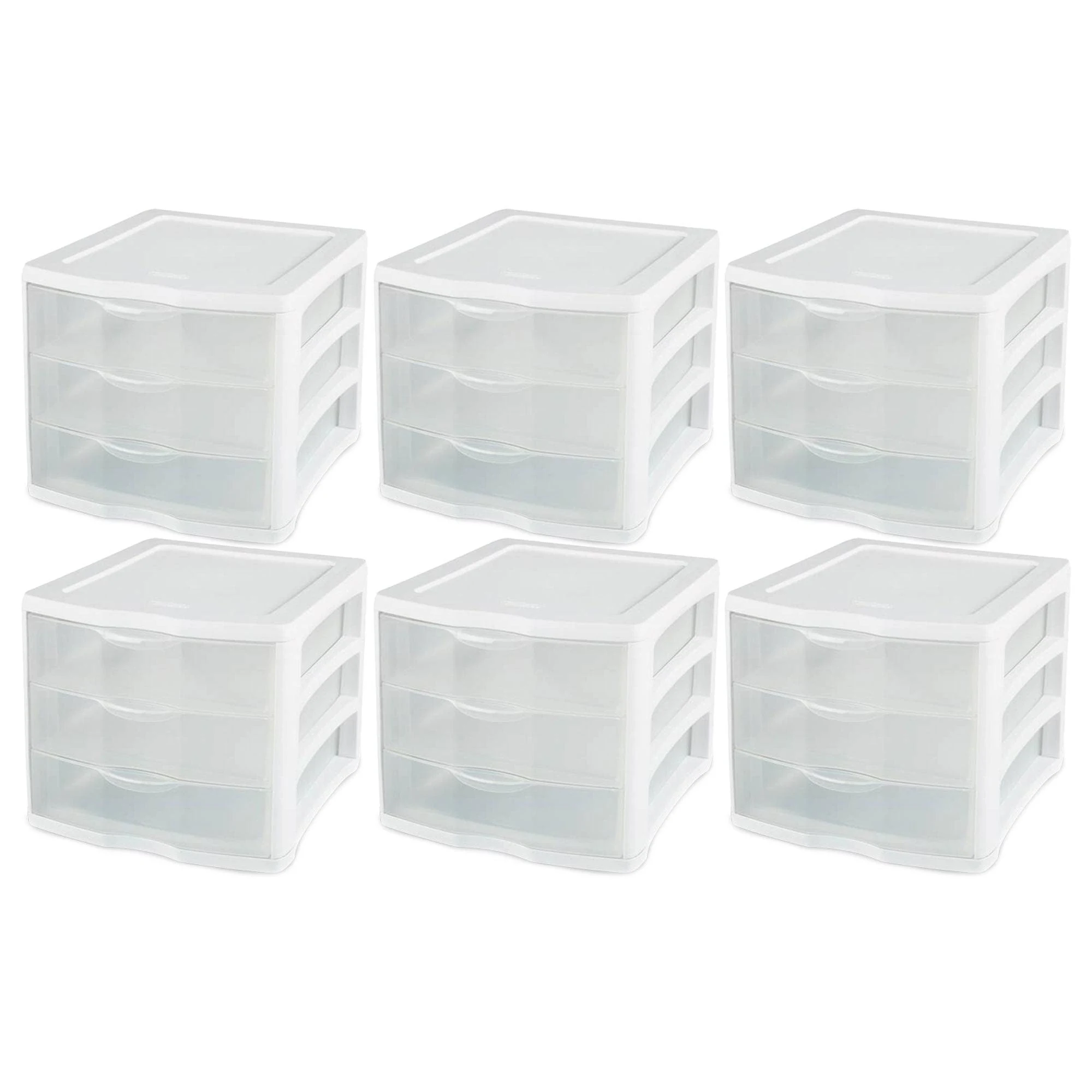 Sterilite Small 3 Drawer Organizer Storage Unit Stacks Plastic White with Clear