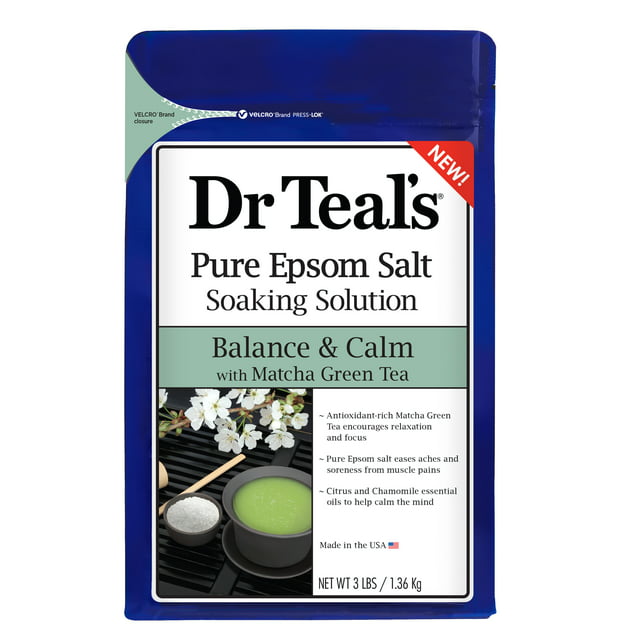 Dr. Teal's Epsom Salt Matcha Green Tea Bath Soaking Solution With Essential Oils