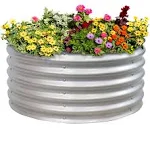 Sunnydaze 35.5-Inch Round Metal Raised Garden Bed - Galvalume Steel Garden Bed with Rubber Edge Trim - Dark Gray