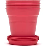 Mintra Home Garden Pots 4pk - Flowers, Herbs, Plants, Indoor, Outdoor, Colorful, Wholesale, Bulk (Coral, 11cm Diameter (4.3in))