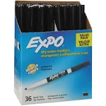 Low Odor Dry Erase Marker, Fine Point, Black, 36/box