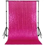 Sequin Curtain Panel 2FTx8FT Hot Pink Sequin Backdrop Curtain Backdrop for Ph...
