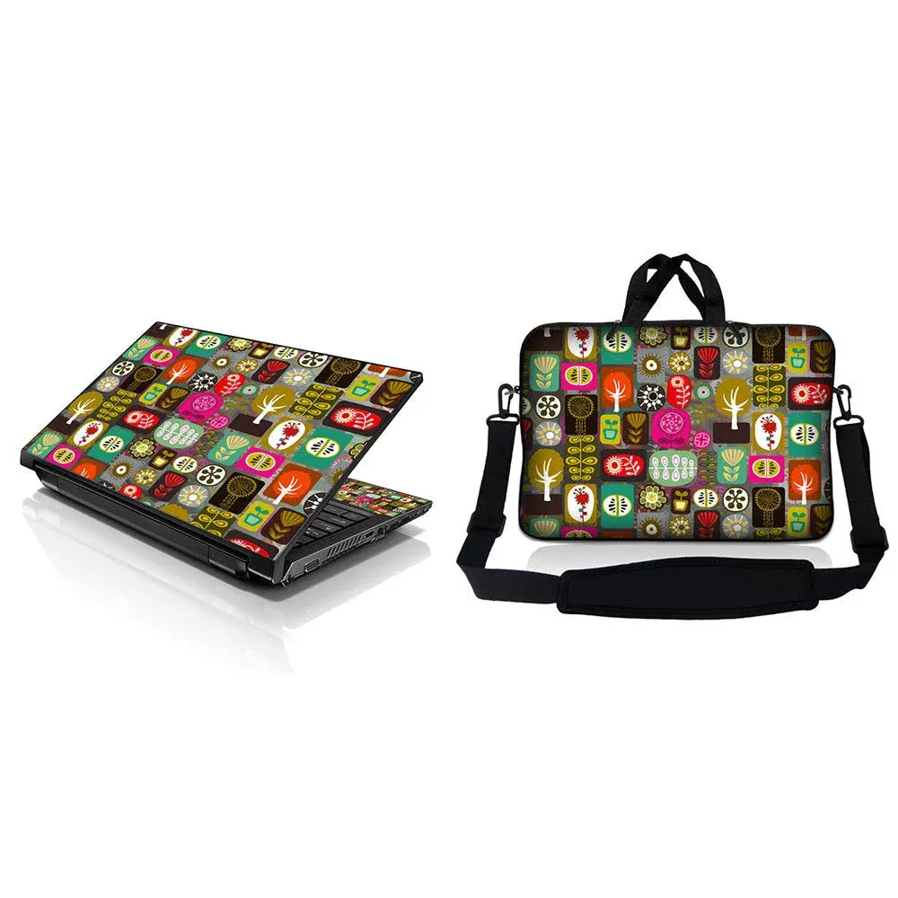 LSS 17-17.3" Laptop Sleeve Bag with Matching Laptop Skin Sticker Combo | Carrying Case w/Handle & Adjustable Shoulder Strap for 16" 17" 17.3" 17.4"