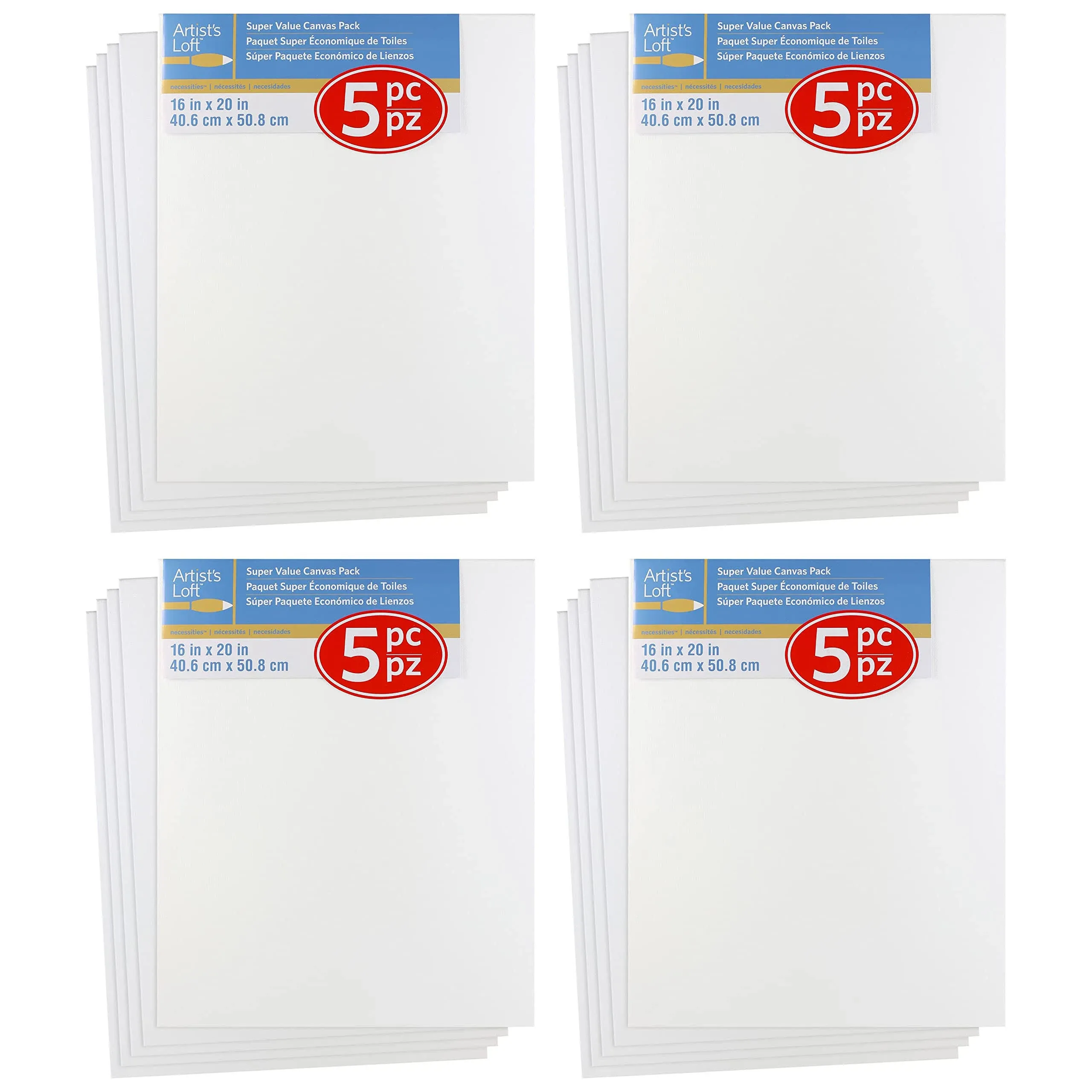 Artist's Loft 4 Packs: 5 ct. (20 Total) 16" x 20" Super Value Canvas