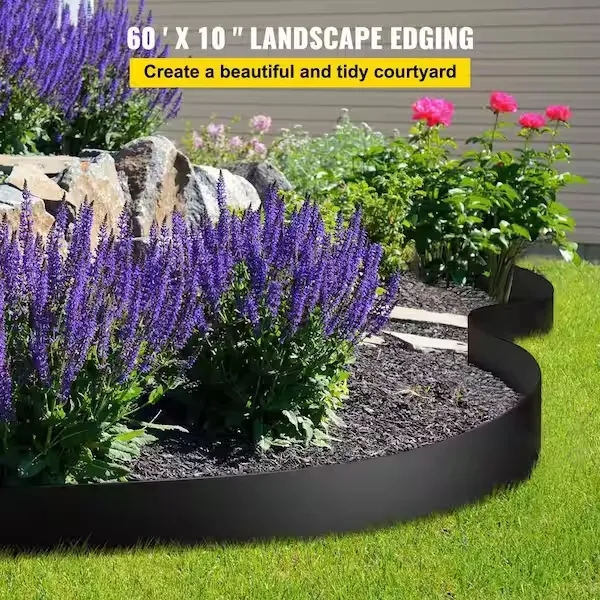 VEVOR Landscape Edging, 10 inch Depth 60 ft Total Length, Recycled HDPE Coiled Terrace Board, Flexible Bender Border for Landscaping, Lawn, Garden, Yard, Against Invading Weeds, BlackVEVOR Landscape Edging, 10 inch Depth 60 ft Total Lengt…