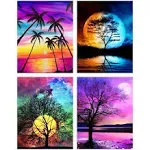 Cskunxia 4 Pack Diamond Painting Kits for Adults 5D Diamond Art Painting Kits DIY Full Drill Diamond Art Kits Paint by Numbers for Home Wall Decor 12