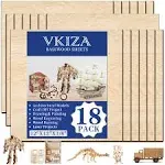 VKIZA 18 Pack Basswood Sheets 12"x12"x1/8" for Crafts, Unfinished Wood, Basswood Craft Wood Board Perfect for DIY Ornaments and Models