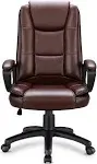 BOSSIN High Back Executive Ergonomic Office Chair, Adjustable Leather Reclining Chair, 400lbs, White
