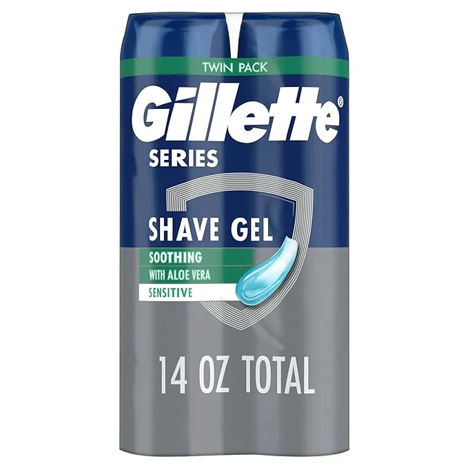 Series Soothing Shave Gel for Men with Aloe Vera, Twin Pack, 14 Oz