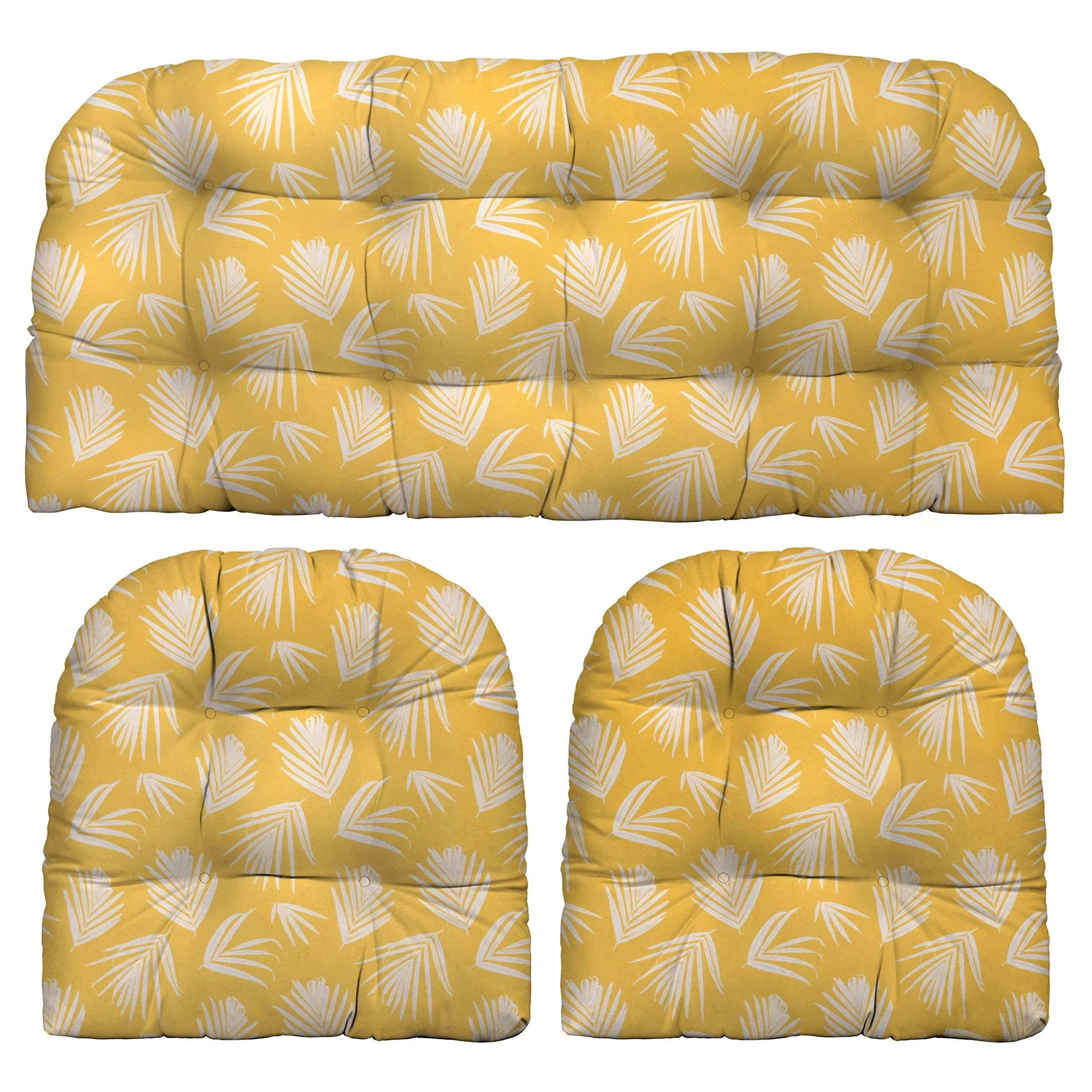 Rsh dcor Indoor Outdoor 3 Piece Tufted Wicker Cushion Set, Standard, Shade Spice Yellow