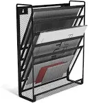 Tru Red Wire Mesh Incline Sorter Enclosed Design 5 Sections Letter-Size 13.38 x 4.52 x 16.45 Matte Black