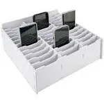 SANFURNEY 36 Slots Cell Phone Storage Box for Classroom Calculator Holder Class Cell Phone Organizer White
