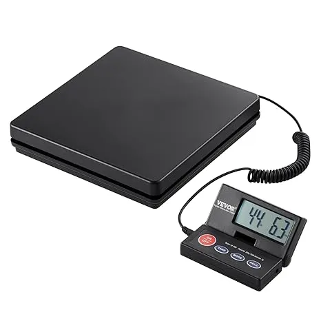 数字运输秤,440 磅 x 1.7 盎司,带计时器、去皮功能、高清液晶屏便携式包装秤,适用于行李、家庭、邮局、AC/* 供电、FCC 认证