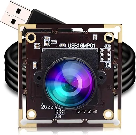 ELP 16MP Wide Angle USB Camera for Computer 180degree Fisheye Lens Webcam Board Mini UVC USB2.0 4K Video Lightburn Camera Module,with 3.3ft/1m Cable F