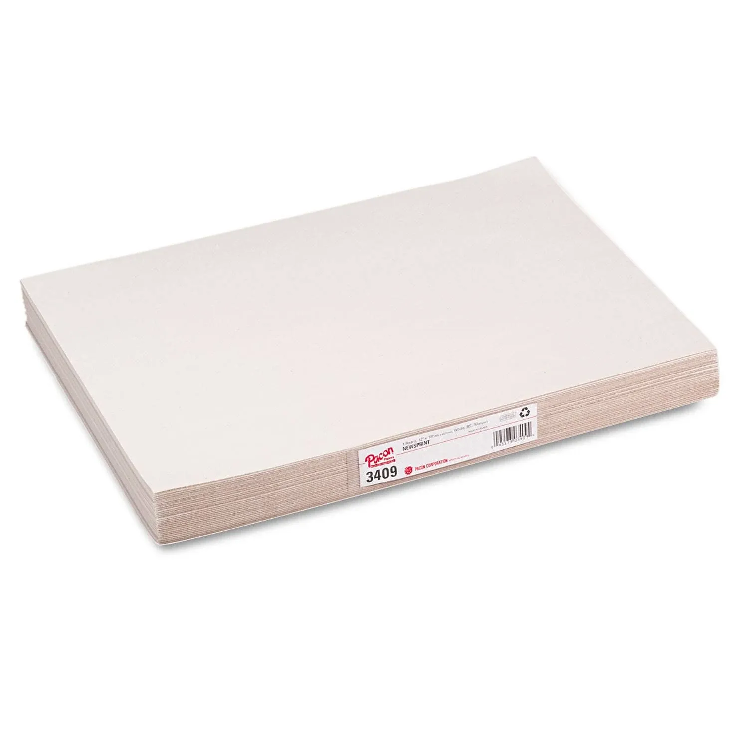 Pacon White Newsprint, 30lb, 12 x 18, White, 500/Pack