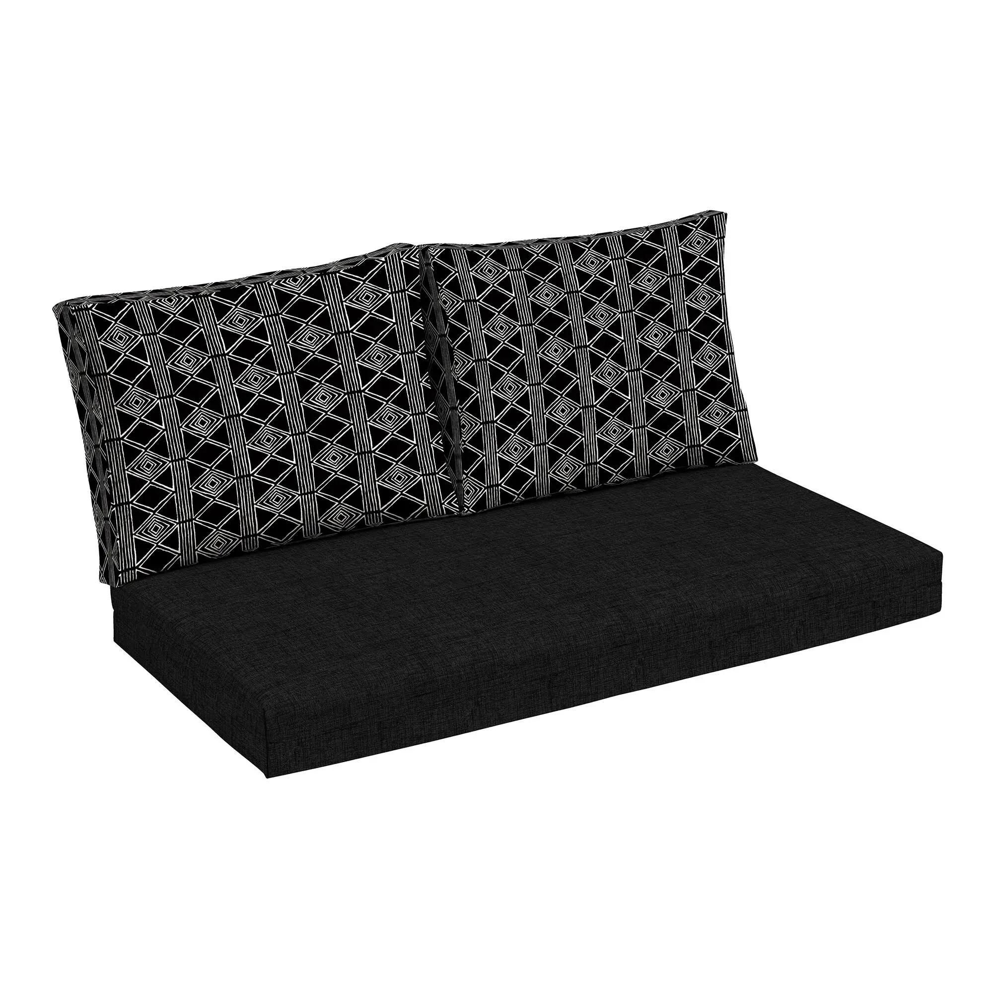 Arden Selections Outdoor Loveseat Cushion Set, 48 x 24 - Black Global Stripe