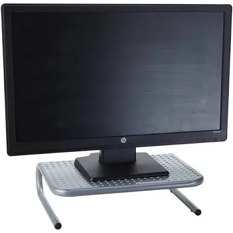 Mind Reader Metal Monitor Stand with Keyboard Storage Space, Silver, (METMONST-SIL)