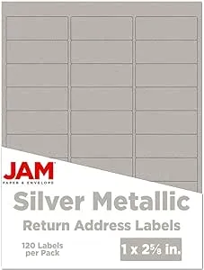 Jam Paper - Silver Matte Foil Mailing Address Labels (2 5/8 x 1) - 30 Labels per ...