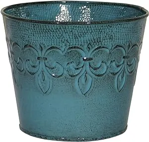 Robert Allen Fleur De Lis 4 In. Metal Surf Blue Planter