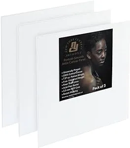 New York Central Portrait-Smooth Artist Canvas Panel 4x4" - Professional Quality 100% Cotton Canvas Panels for Painting - Ideal for Painting, Acrylics, Oils