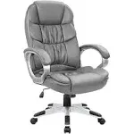 Homall Office Chair High Back Computer Desk Chair, PU Leather Adjustable Height Modern Executive Swivel Task Chair with Padded Armrests and Lumbar Support (Black)