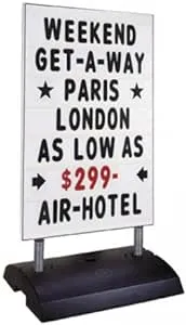 Standard White Springer Sidewalk Curb Message Board Sign with Letters