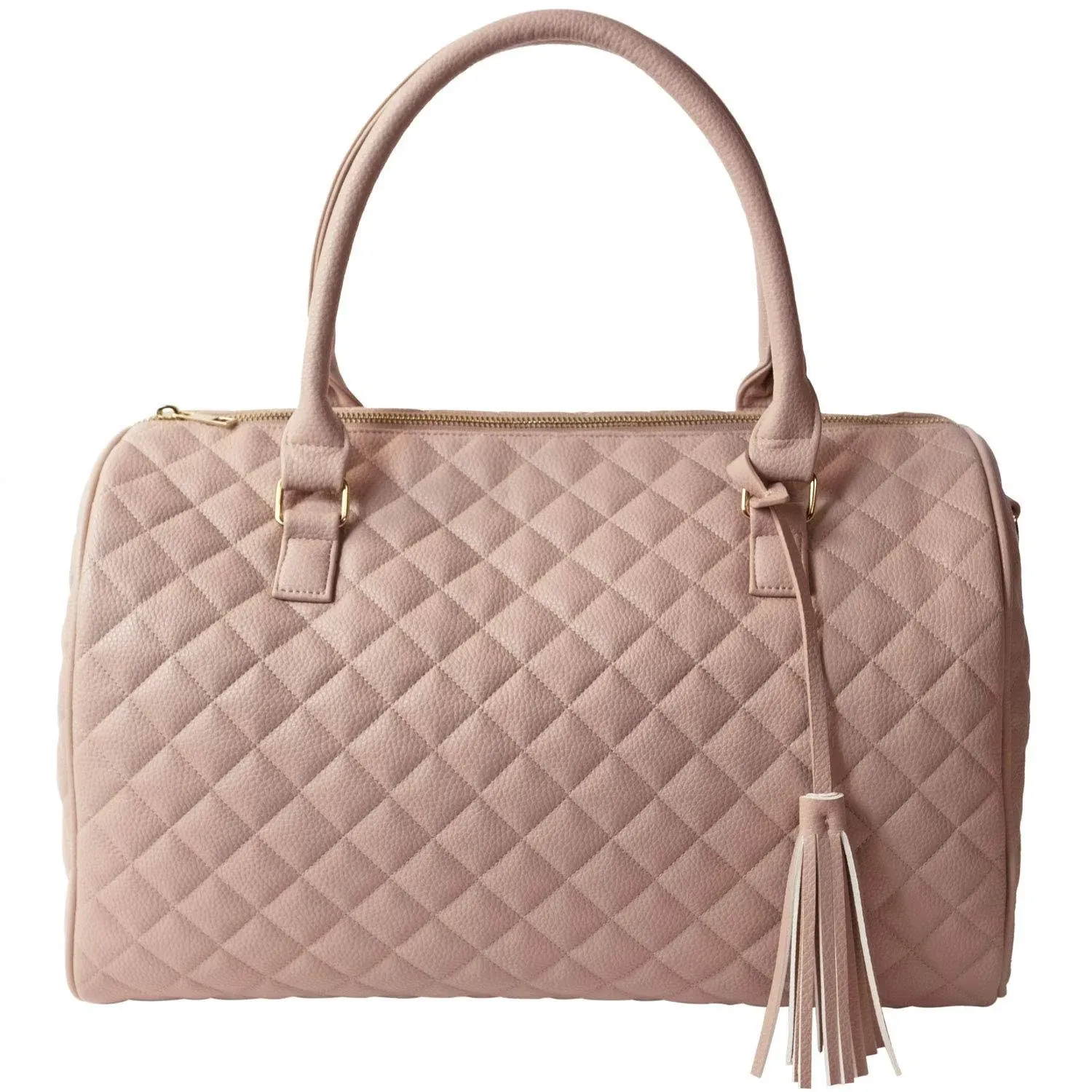 Womens Quilted Weekender Duffle Carry Bags Overnight Travel One Size, Pink-03