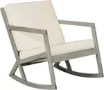 Safavieh Vernon All Weather Wood Rocking Chair In Teak Brown/navy