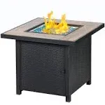 Bali Outdoors Propane Gas Fire Pit Table, 30 inch 50,000 BTU Square Gas Firepits with Fire Glass for Outside