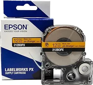 Epson 1/2" Black on Orange Tape - 212BOPX