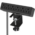 VILONG Desk Clamp Power Strip with USB Port Removable Clamp Power Outlet Socket with Switch 6.5 ft Extension Cord Connect 4 Plugs for Home Office Reading