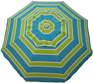 Heininger 1299 Beach Umbrella with Tilt and Travel Bag (Navy Blue and Aqua 7 Foot)