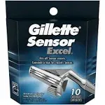 Gillette Sensor Excel Men's Razor Blade Refills, 10 Count