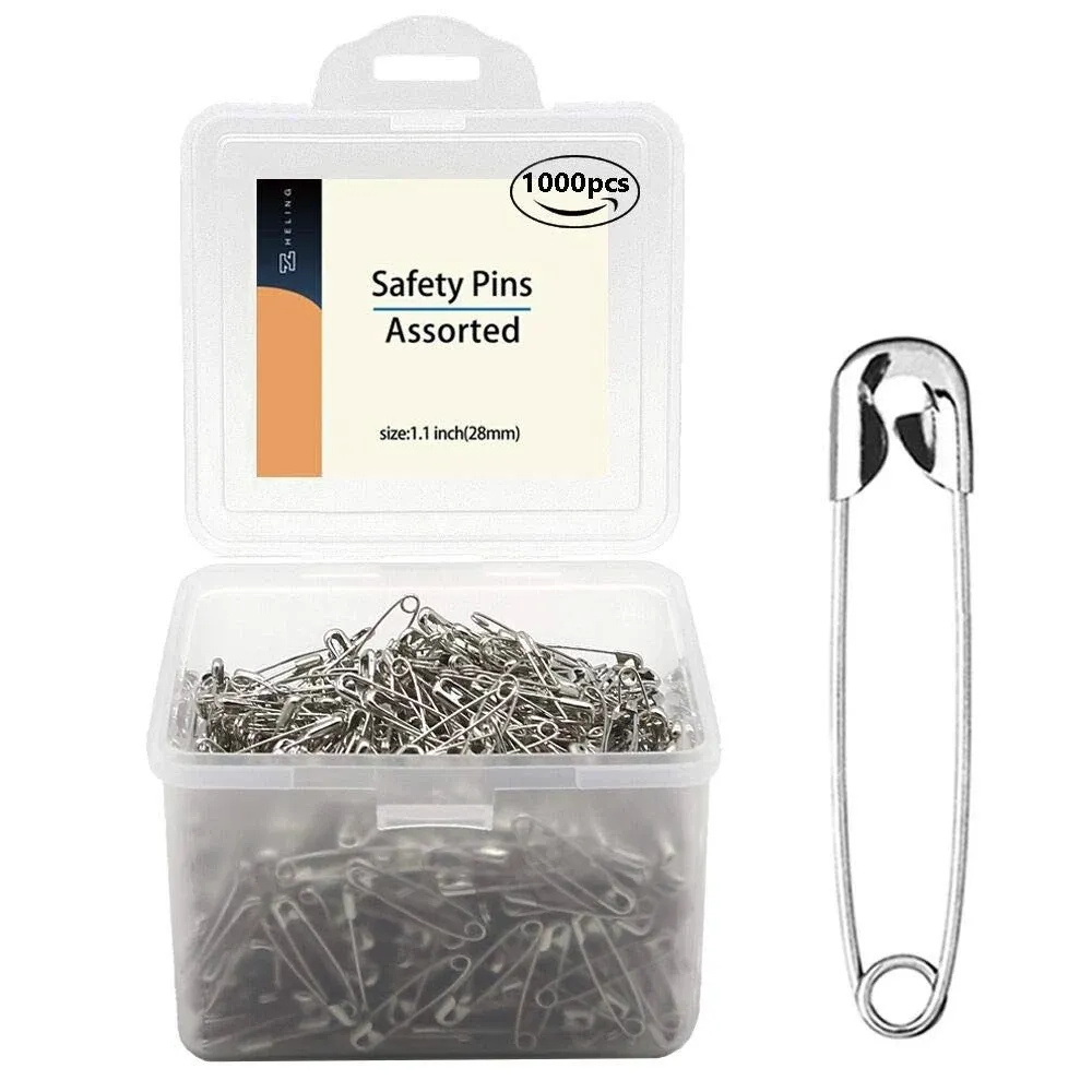 1000Pieces -Safety Pins, 1.1 Inch Safety Pins Clothing Clips Tool 28Mm Decorativ