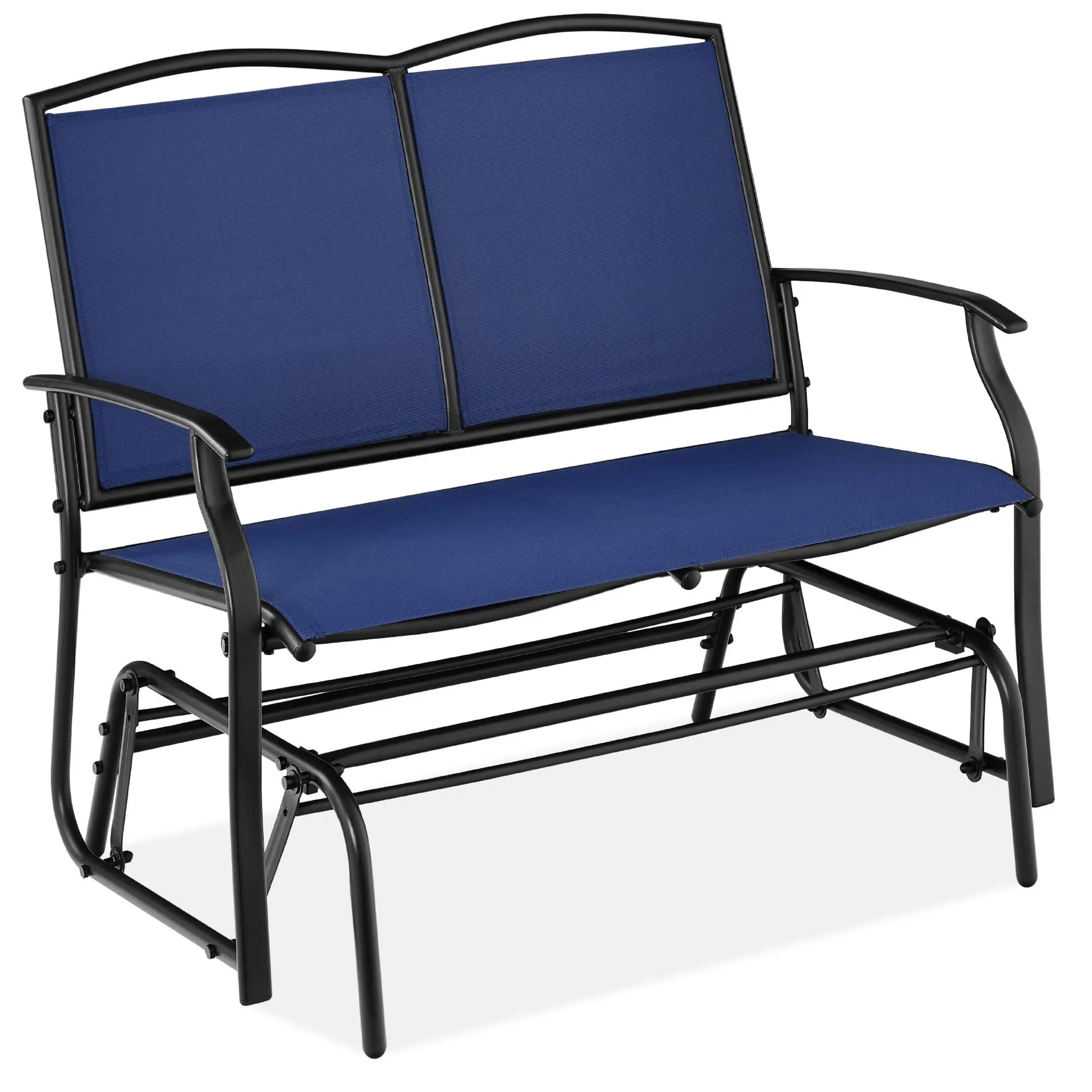 Best Choice Products 2-Person Metal Outdoor Glider Fabric Seat Portable Navy