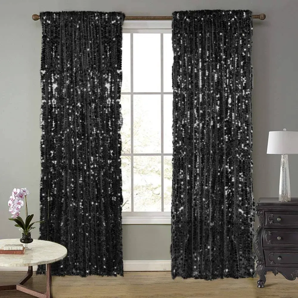 SFN18MM Black Big Sequin Payatte Backdrop Curtains
