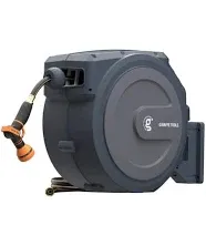 Giraffe Tools Hose Reels 1/2" to 30' Wall Mounted Retractable Light Garden Grey