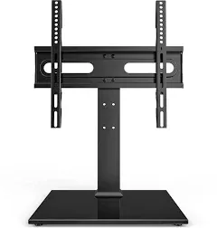 Universal TV Stand - Table Top TV Stand for 27-60 inch LCD LED TVs - 9 Level Height Adjustable TV Base Stand with Tempered Glass Base & Wire Management, VESA 400x400mm