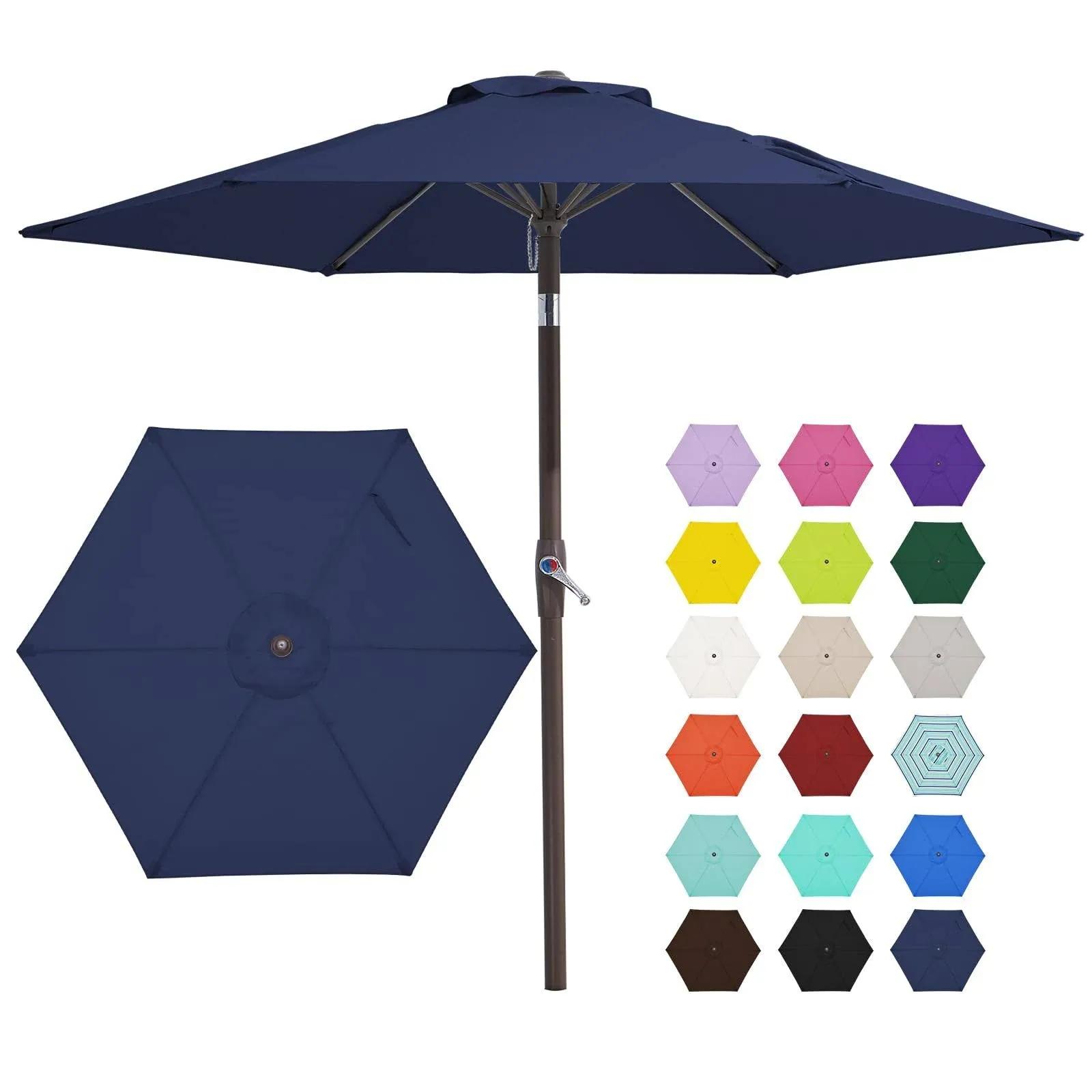 JEAREY 7.5FT Patio Umbrella Market Table Umbrella with 6 Sturdy Ribs, Push Button Tilt/Crank Outdoor Umbrella for Garden, Deck, Backyard, Pool and Beach,Yellow