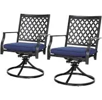 LOKATSE HOME Patio Swivel Dining Chairs Set of 2 with Cushion Bistro Outdoor Furniture for Garden Backyard Poolside, Beige