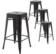FDW Metal Bar Stools Set of 4 Counter Height Barstool Stackable Barstools 24 Inch Indoor Outdoor Patio Bar Stool Home Kitchen Dining Stool